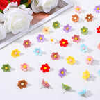 50Pcs Flower Push Pins for Cork Board Decorative Cute Push Pins for Bulletin Board Floral Wall Thumb Tacks for Corkboard Flower Pushpin for Bulletin Boards Wall Decor Hanging Photo Poster Office Home