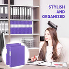 Henoyso 8 Pcs 3 Ring Binder 0.5 Inch Round Fits Letter Size 8.5'' x 11'' Paper Plastic Flexible Binder Bulk Holds 140 Sheets with 1 Pockets Versatile Organizer for Home Office School (Purple)