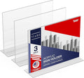 Acrylic Sign Holder 11 x 8.5 - Acrylic T Shape Table Top Display Stand, 3 Pack, Double Sided, Bottom Load, Landscape Style Menu Ad Frame. Perfect for Restaurants, Promotions, Photo Frames, Classroom