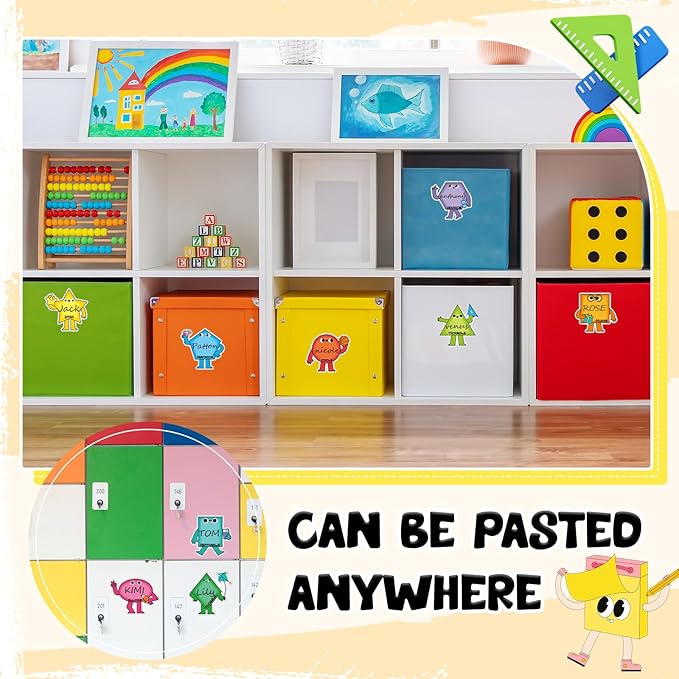 Henoyso 108 Pcs Shape Desk Name Tags for Classroom Wall Decor Back to School Locker Name Tags for Kindergarten, Preschool, 1st, 2nd & 3rd Grade Teacher Nameplates for Student