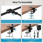 KableRika Desk lamp,Double Head LED Desk Lamp with Clamp,Architect Desk Lights for Home Office,Eye-Caring Desktop Office Lamp 4-Brightness 4-Color Table Lamp for Monitor Workbench Study Reading