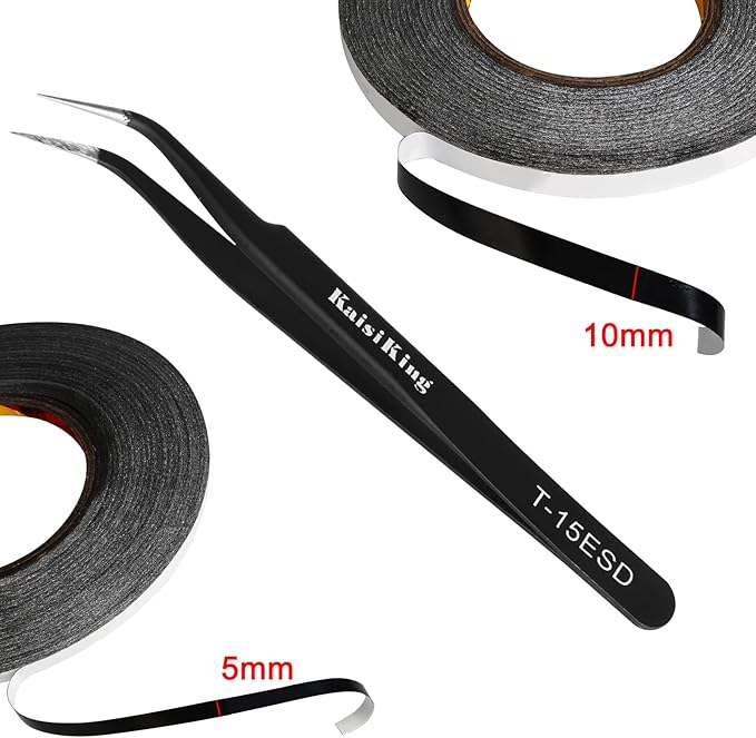 Kaisiking 5mm / 10mm x 50M Double Sided Adhesive Tape LCD Touch Screen Tape Phone Repair Tape with 1 Tweezers for Cell Phone, iPad, Tablets, Laptops, Camera, LCD Screen