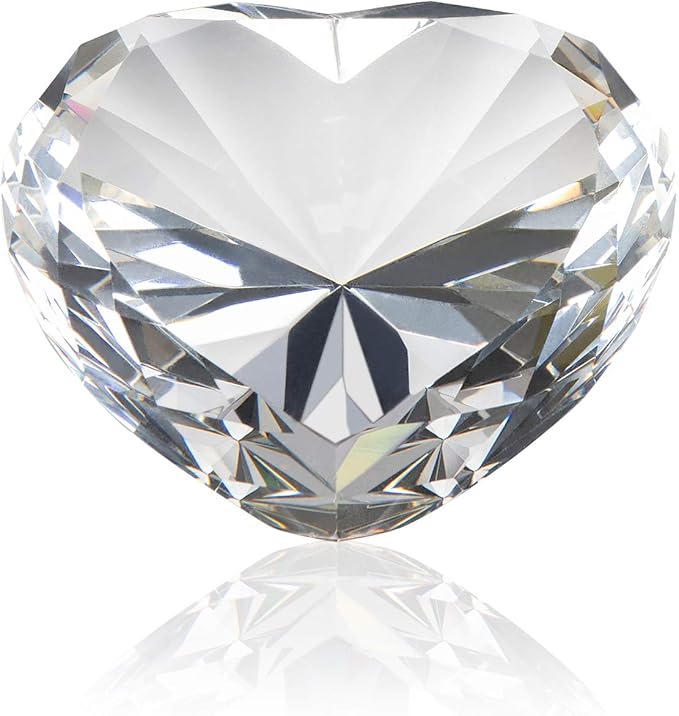 Clear Crystal Diamonds Paper Weights with Gift Box, 80mm Heart Shape Real Crystal Diamond Glass Gems Paperweight, Big Diamonds Birthday Anniversary Women Her Valentine's Day Gift