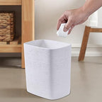 Polytree White Travertine Stone Bathroom Trash Can 1.8 Gallon(7 Liter) Small Kitchen Garbage Can,Living Room Bedroom Trash Can, Decor Wastebasket for Home Office