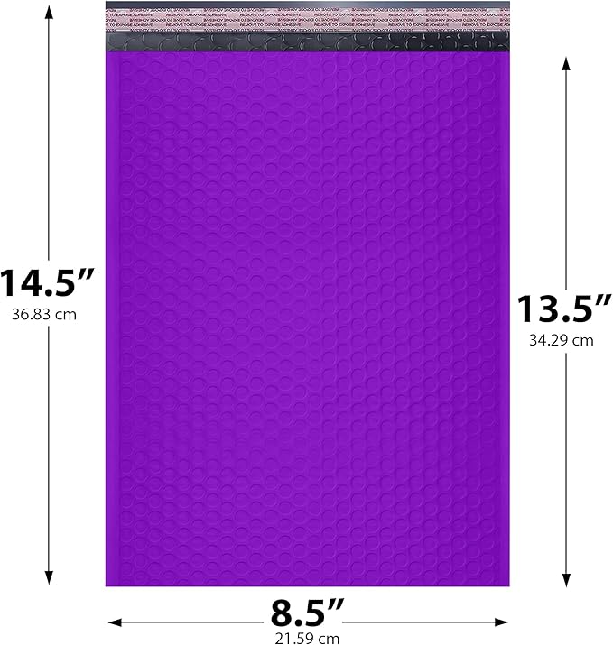 Purple Poly Bubble Mailers 8.5x14.5 inch #3 | Self Seal Padded Envelopes | Cushioned Bubble Mailer | Usable Size 8.5x13.5 | WaterProof | Lightweight mailing Shipping Bags | 100 Pack Bulk