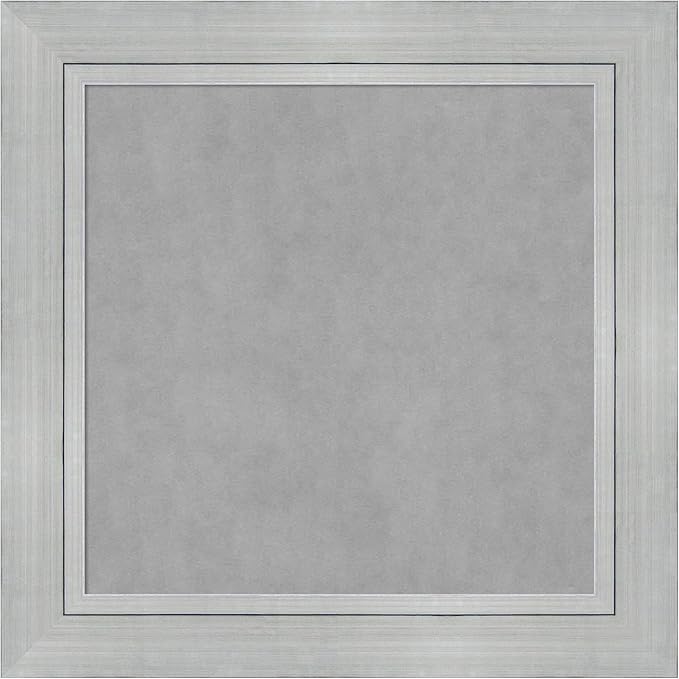Amanti Art Silver Framed Magnetic Board 31x31 Medium Vision Board for use with Magnets, 100% Metal Sheet to Display Items as Office Decor or for Home Organization in mudroom, Kitchen or Kids Room