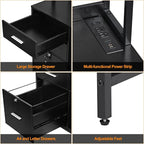 Livofloral File Cabinet with Charging Station, 3 Drawer Filing Cabinet with Bookshelf, Large Printer Stand with Open Storage Shelves for Home Office, Locking File Cabinets Fits Letter/A4 Size, Black