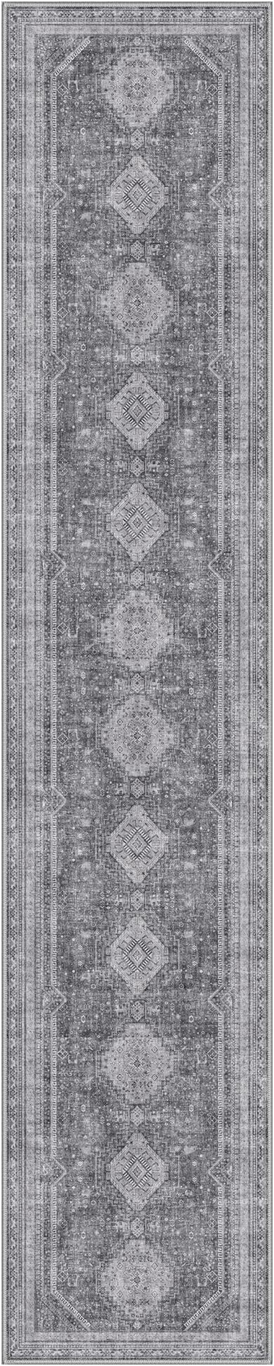 GENIMO Runner Rug 2x7 Non Slip Machine Washable Hallway Runner Rug, Low Pile Lightweight Rugs for Entryway, Hallway, Kitchen and Corridor, Vintage Grey