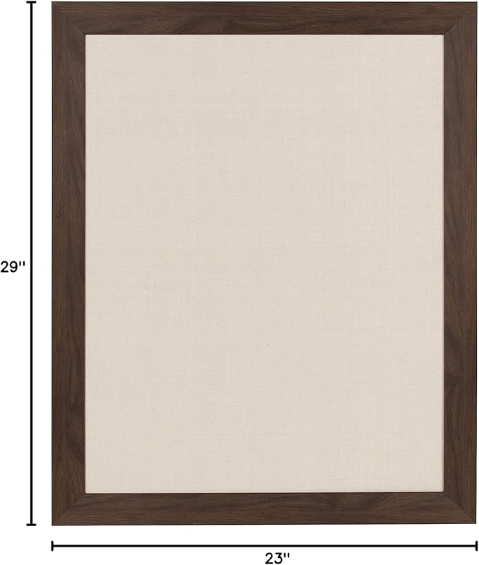 DesignOvation Beatrice Framed Linen Fabric Pinboard, 23x29, Walnut Brown