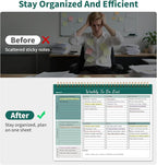 ALKALO 104 Pgs Weekly To Do List Notepad, 52 Duplex-Printed Undated Sheets 100 GSM（8.5"×11") Weekly Desk Planner For Work Home School Office Desk Accessories Supplies & Goal Setting Tasks - Green