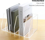 AIMOLLY Acrylic Magazine File Holder, 6 Vertical Compartments Desk Document Sorter Organizer, Clear Folder Rack Binder for Office/Home/Classroom, for Documents, Tablet, Magazines, Books & Accessories