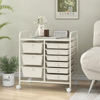 LDAILY 9 Drawer Rolling Storage Cart, Rolling Cart with Drawers for Classroom, Art Supply Craft Organizer on Wheel with Metal Frame & Handles for Home Office School