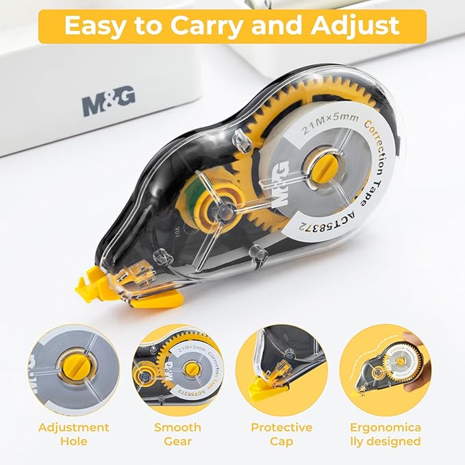 M&G 12 pack 68.9 Feet correction tape,826.8FT/ 252M in total, Correction tape bulk for Office, Note Taking, Journal,Easy to Use Applicator for Instant Corrections