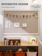 Fluxynara Foldable Cork Board Alternative, Felt Bulletin Board 36" x 24" Oatmeal Frame with 24 Adhesive Tabs, Pin Board for Home Office, Classroom, Entryway, Kitchen Wall Decor—Deep Camel