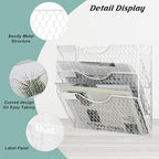 EASEPRES Mail Organizer Wall Mount Hanging File Holder Storage, Metal Chicken Wire Magazine Rack 3 Tier, White