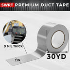 SWRT 24-Pack 9 Mil Silver Heavy Duty Duct Tape Strong Adhesive, 2 Inch x 720 Yd Duct Heavy Duty Waterproof All Weather Gray Duct Tape No Residue Sealing & Patching for Indoor&Outdoor Repair