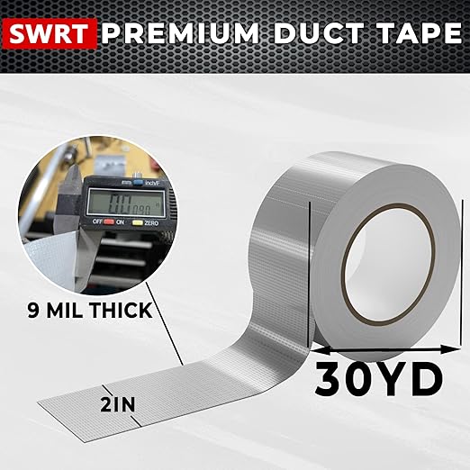 SWRT 24-Pack 9 Mil Silver Heavy Duty Duct Tape Strong Adhesive, 2 Inch x 720 Yd Duct Heavy Duty Waterproof All Weather Gray Duct Tape No Residue Sealing & Patching for Indoor&Outdoor Repair