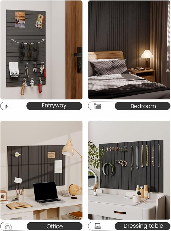 Fluxynara Felt Bulletin Board Tiles -28"x18" with 40 Adhesive Tabs, Cork Board Alternative for Office Decor, Push Pin Board Wall Organizer 6-Pack (Charcoal Gray)