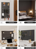 Fluxynara Felt Bulletin Board Tiles -28"x18" with 40 Adhesive Tabs, Cork Board Alternative for Office Decor, Push Pin Board Wall Organizer 6-Pack (Charcoal Gray)