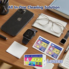 Pre-Moistened Lens Cleaning Wipes, Cleaning Wipes for Glasses, Computer & Laptops Screens, Smart Phones, Optical Lens, Goggles, and Watch Screen l Quick-Dry and Scratch-Free (Black)