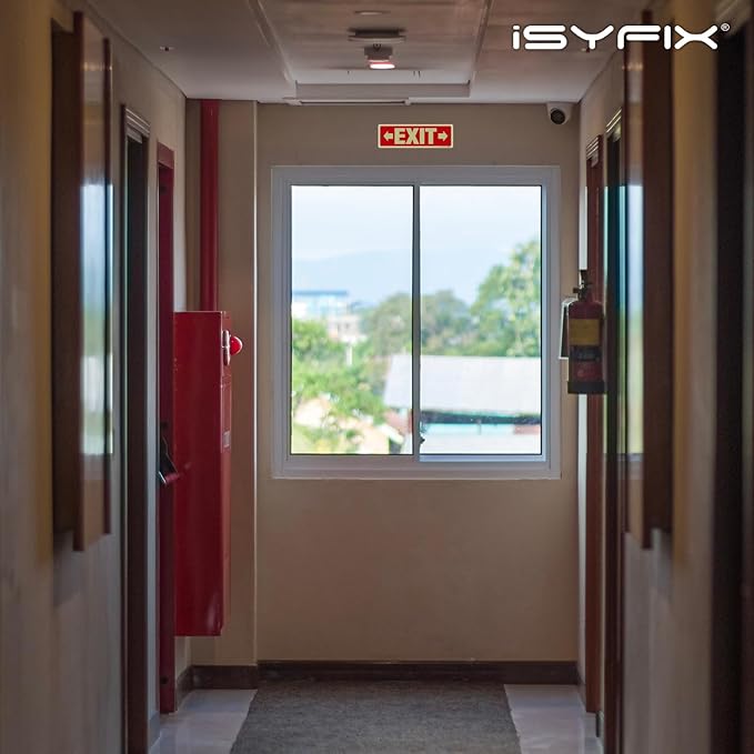 iSYFIX Exit Signs with Directional Right & Left Arrow, Glow in the Dark, Photoluminescent Aluminum 12x4 Inch - 2 Pack, Laminated for UV & Weather Resistance, Ideal for Offices, Schools, Theaters & More