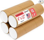 Paclord 4" x 12" Heavy-Duty Reinforced Cardboard Mailing Tube, Pack of 4 Tubes with 8 Caps – Secure USPS Approved – Great for Shipping and Storing of Prints, Artwork, Posters or Documents