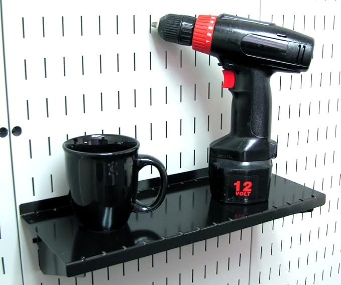 Wall Control ASM-SH-1606 B Deep Pegboard Shelf Assembly for Wall Control Pegboard Only, 6", Black