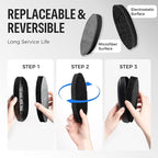loukin Replaceable Dry Erase Eraser, Double-Sided Whiteboard Eraser with Magnetic Holder, Precision-Point Glass Board Wiper for Classroom, Home and Office (Whiteboard Cleaner Included), Black