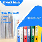 120 Pieces Clear Binder Label Holders Self Adhesive Label Holder Clear Adhesive Pockets for Business Card Storage Bins Toy Bins Scrapbooks Binders Notebooks Boxes Blank Spine Inserts