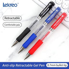 Lekreo Classic Retractable Gel Roller Pens, 0.7mm Fine Point (Black Ink- 12 Packs)