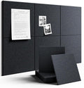 Fluxynara Large Felt Bulletin Board 36" x 24" Cork Board Alternative-6 Pack with 40 Safe Removable Adhesive Tabs, Cork Boards for Walls for Home Office Classroom Pin Board - Deep Charcoal Blue