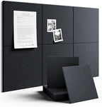 Fluxynara Large Felt Bulletin Board 36" x 24" Cork Board Alternative-6 Pack with 40 Safe Removable Adhesive Tabs, Cork Boards for Walls for Home Office Classroom Pin Board - Deep Charcoal Blue