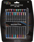 Pentonic Gel Pens, 24 Count, Mixed Pack (12 Assorted Color Pens, 12 Glitter Pens), Medium & Fine Point, Smooth Writing For Journaling (1002355)