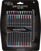 Pentonic Gel Pens, 24 Count, Mixed Pack (12 Assorted Color Pens, 12 Glitter Pens), Medium & Fine Point, Smooth Writing For Journaling (1002355)