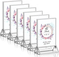 PPH-Sisy Clear Acrylic Sign Holder 4X6 with Silver Borders Display Stand, Double Sided Acrylic Picture Frames Plastic Sign Holder for Wedding Table Numbers Menu Holder (6 Pack)