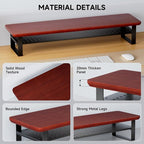 NestNeat Dual Monitor Stand, 35.4 Inch Monitor Stand Riser for 2 Monitors, 2 Tiers Wood Desk Shelf with Storage, Desktop Organizer Stand for Computer, Laptop, Printer, TV (Reddish Brown, 35.4in)