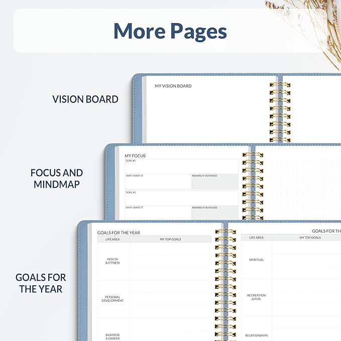 SUNEE 2026 Planner 5.9" x 8.3" – Dated Productivity Planner for Time Management - Daily,Weekly & Monthly Planner to Achieve Goals - Planner 2026 dated from January 2026 – December 2026,Grey Blue
