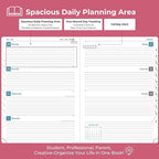 IN-LUXPRO Planner 2026 Daily Weekly and Monthly,11.5"x8.5",12 Months Spiral Bound Calendar Agenda with Self-adhesive Pen Holder,2026 Appointment Book with Vegan Leather Soft Cover,Rose Red