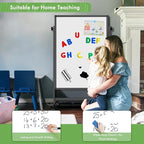 Rolling Whiteboard on Wheels, 32x48 Inches Double-Sided Magnetic Dry Erase Board with Stand, Height Adjustable Mobile White Board Easel for Classroom Home Office Black