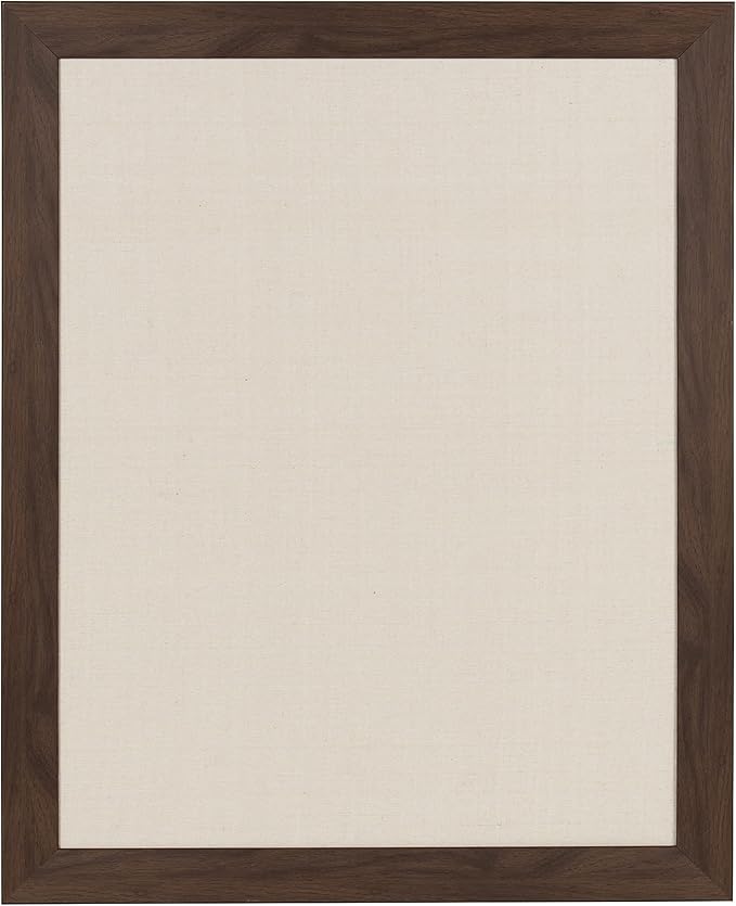 DesignOvation Beatrice Framed Linen Fabric Pinboard, 23x29, Walnut Brown