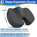 TushGuard Seat Cushion for Office Chair Memory Foam Non-Slip Cushion Back, Coccyx, Sciatica, Tailbone Pain Relief Butt Pillow for Office Chair, Car, Wheelchair, Grey, XX-Large