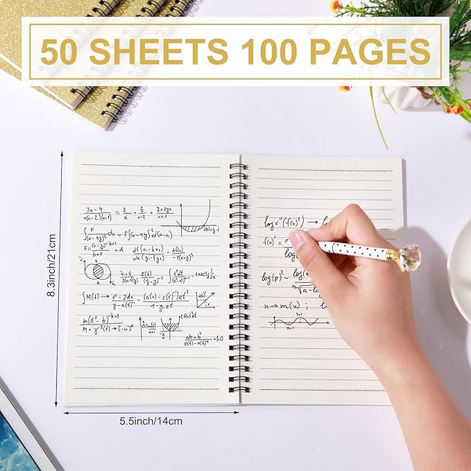 Yahenda Spiral Notebook Bulk A5 Journal Lined 8.3'' x 5.5'' Writing Composition Paper Small Notepad Subject Notebook for Students Office Business Back to School Supplies(Light Gold,6 Pcs)