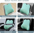 Skechers Air-Cooled & Memory Foam Lumbar Pillow,Lumbar Support Pillow for Office,Chair Lower Back Pain Relief Lumbar Pillow,Ergonomic Design Back Support Pillow for Office Chair,Car,Home,Travel,Green