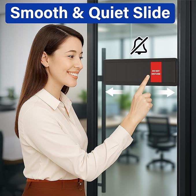 Office Door Signs with 6 Printed Status Options – Do Not Disturb, Out of Office, In a Meeting, Please Knock, Back Soon, Come on in – Includes Custom Personalized Blank Sticker for Privacy Workspace or Studio Available and Away