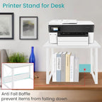 ELITEROO Desktop Printer Stand with Storage, Printer Stand Shelf Desk Organzier for Home/Office, Modern Wood Printer Riser Under Desk Small Table for Printer Fax Machine Copier Scanner (White)