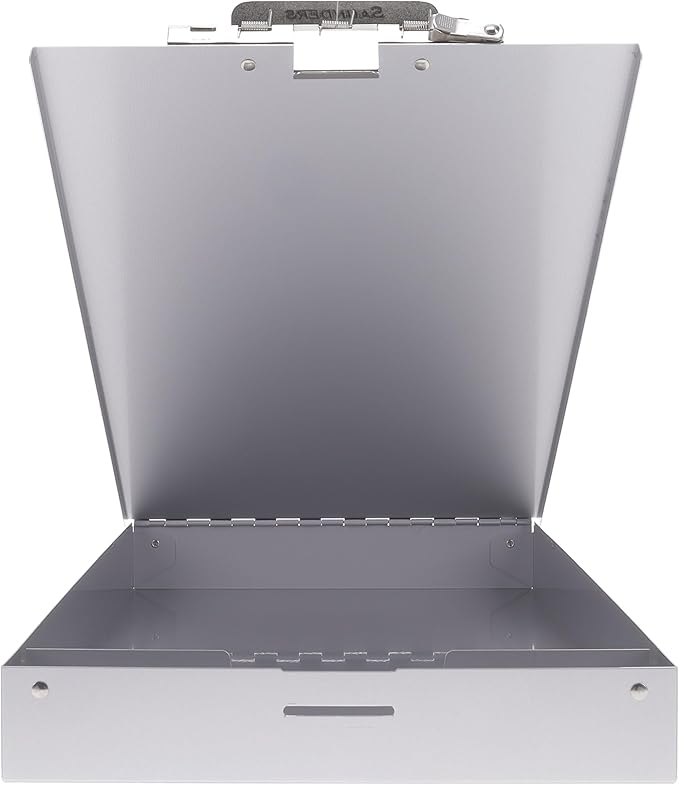 Saunders Metal Clipboard with Storage, Silver Single Layer Nursing Clipboard Folio, Letter Size Paper Organizer, Steel Clip with Self Locking Latch, Form Holder for Office, School & Work - Made in USA