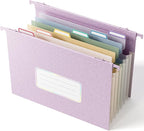 EcoStash Wheat Straw Expanding Hanging File Folders,1.2" Accordion Pockets,File Organizer,Large Capacity,Letter Size for Filing Cabinet, 100% BPA Free, Return to Nature, Healthy Living-Lavender purple