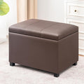 Joveco 24" Leather Storage Ottoman Bench, Rectangle Foot Rest Stool for Living Room, Bedroom, Entryway, Brown