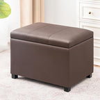 Joveco 24" Leather Storage Ottoman Bench, Rectangle Foot Rest Stool for Living Room, Bedroom, Entryway, Brown