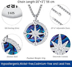 Compass Necklace for Women Men 925 Sterling Silver Pendant Urn Necklaces for Ashes Picture Locket Necklace Anchor Necklace Viking Necklace Crystals CZ Moonstone Abalone Shell Turquoise Compass Jewelry